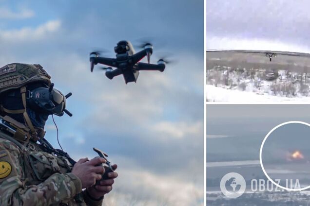 Украинские дроны, объединившись, уничтожили вражеский бронетранспорт. Видео
