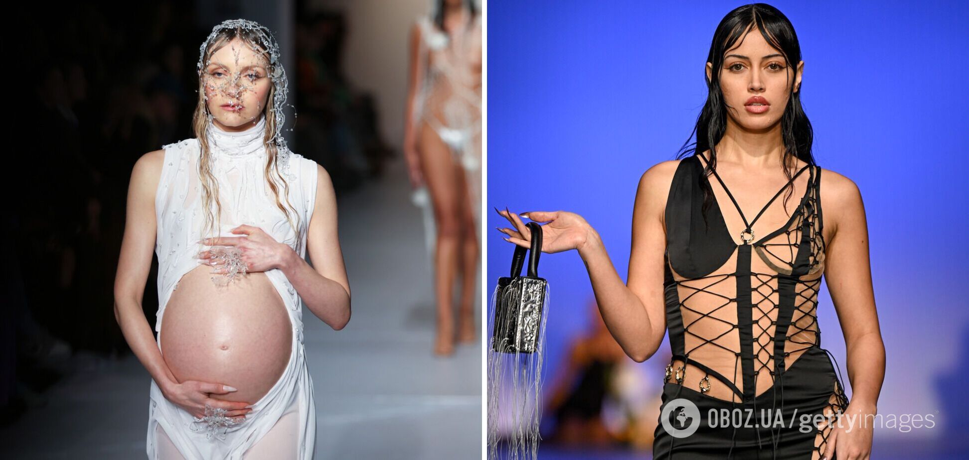 Беременные модели, прозрачные платья на двоих и поцелуи: на Неделе моды в Лондоне устроили причудливое шоу с необычными нарядами