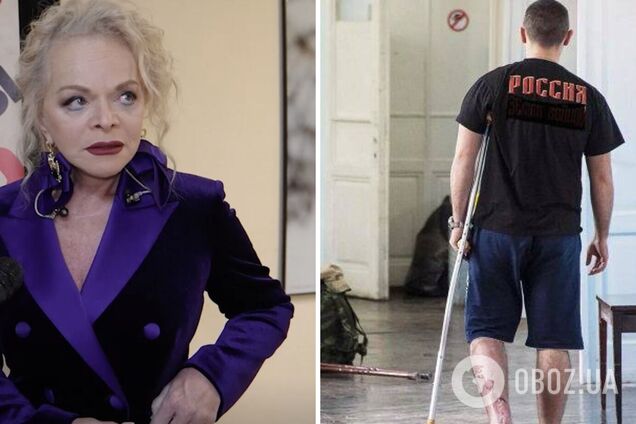 Лариса Долина с бантами в ушах и в фиолетовом костюме спела оккупантам, 'потерявшим части тела' в Украине