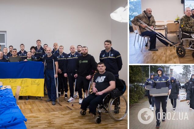 Сборная Украины по баскетболу посетила в госпитале воинов ВСУ