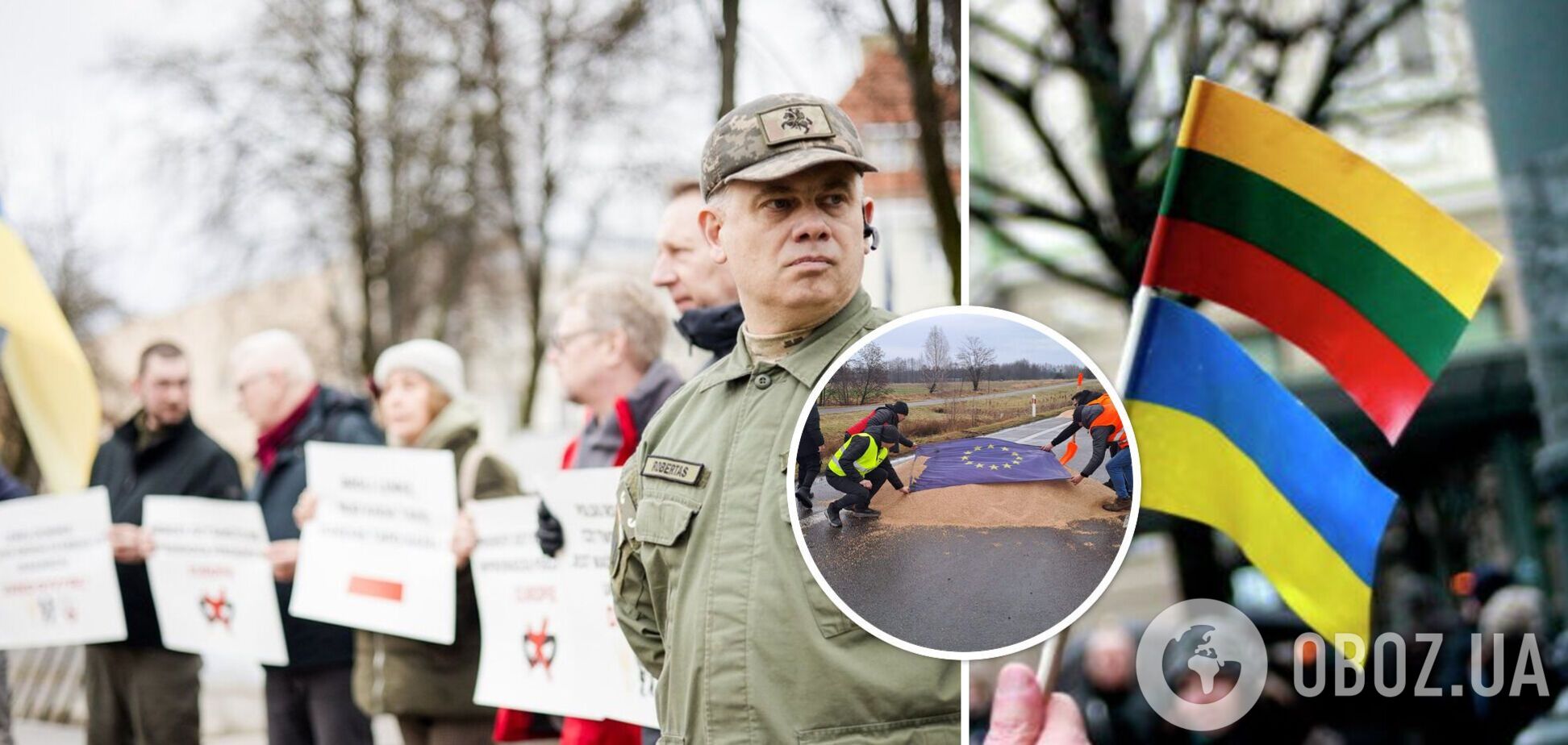 У польского посольства в Вильнюсе протестовали против блокады границы с Украиной. Фото