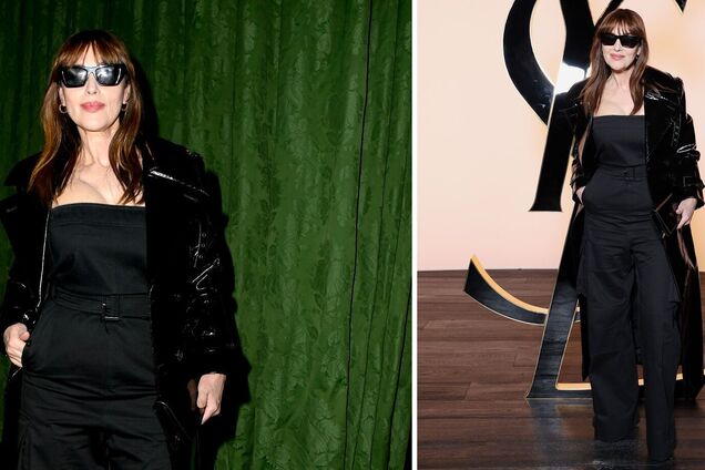 59-летняя Моника Беллуччи в трендовом кожаном тренче стала сенсацией на Неделе моды в Париже. Фото