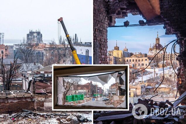 Единичные отремонтированные дома на фоне сплошных развалин: в сети показали, как выглядит центр Мариуполя. Фото
