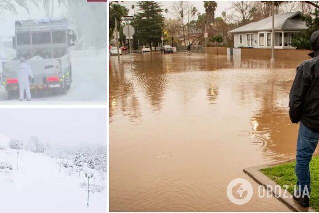 Світ страждає від погодних катаклізмів: Каліфорнію топить, Японію замітає снігом. Фото і відео