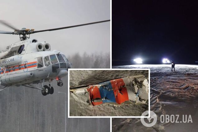 В России упал и утонул в озере спасательный вертолет Ми-8, экипаж погиб. Фото