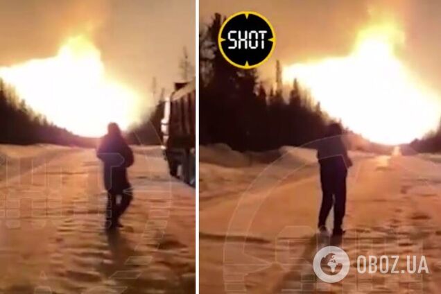 Стовп вогню і диму було видно за кілометри: у Росії сталася потужна пожежа на газопроводі. Відео

