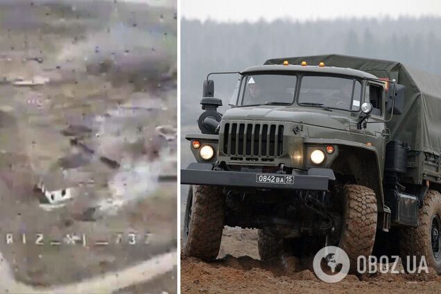 Відпрацювали точно: захисники України за допомогою дрона знищили російський 'Урал'. Відео