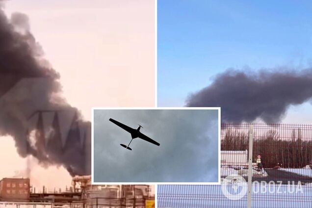 У російській Рязані поскаржилися на атаку дронів на нафтозавод, валить чорний дим. Фото і відео