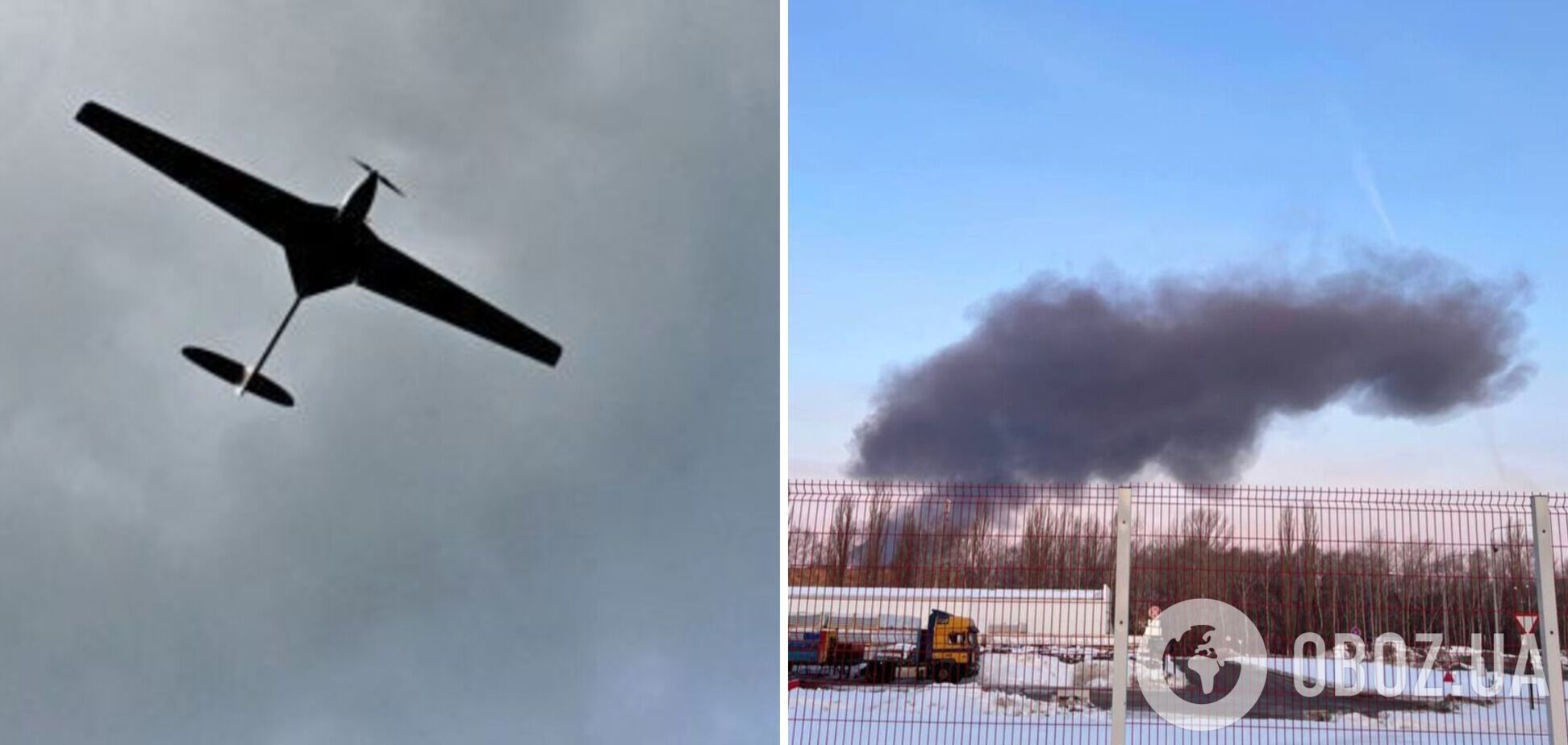 Поднялся 'гриб' огня и дыма: момент удара дрона по нефтезаводу в Рязани попал на видео