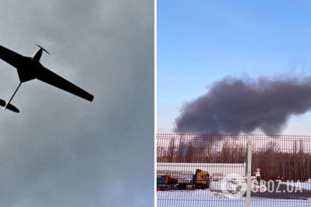 Поднялся 'гриб' огня и дыма: момент удара дрона по нефтезаводу в Рязани попал на видео