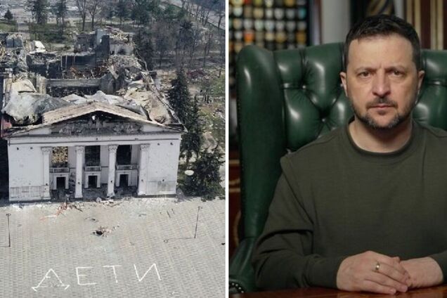 'Мир должен помнить все, что сделала Россия': Зеленский напомнил, как два года назад оккупанты сбросили бомбу на здание драмтеатра в Мариуполе