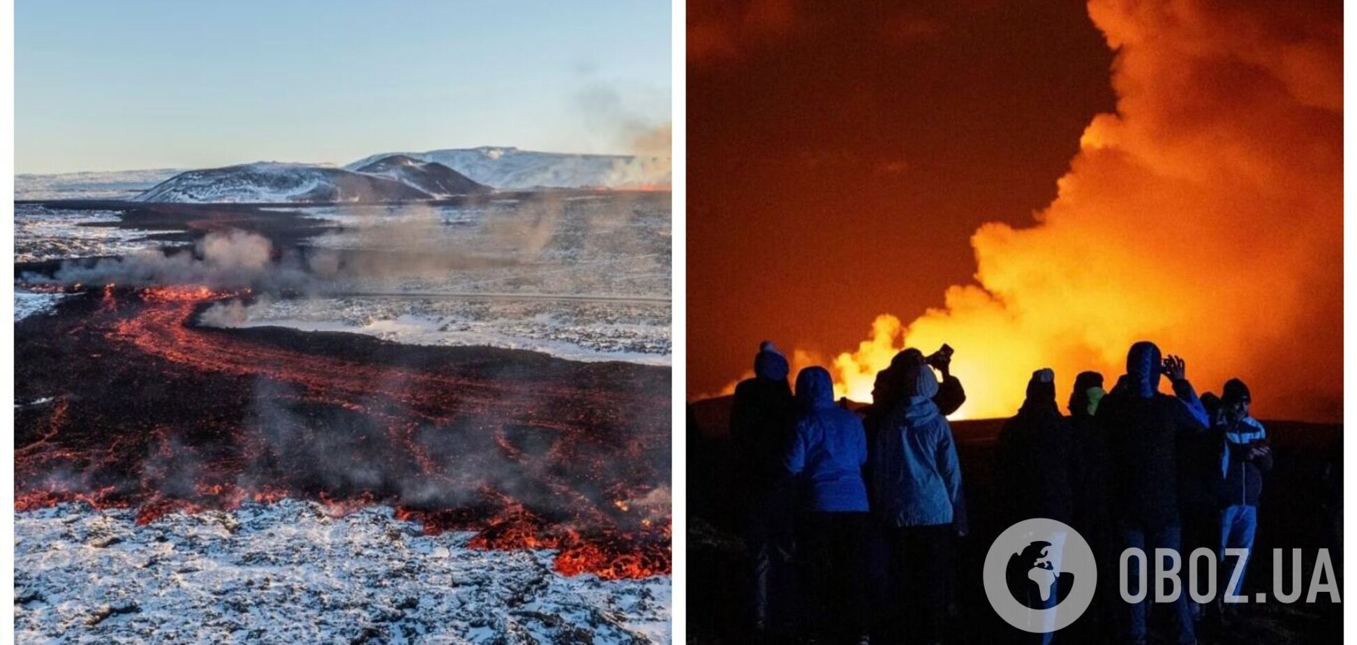 В Исландии началось мощное извержение вулкана на полуострове Рейкьянес: это уже четвертый раз за три месяца