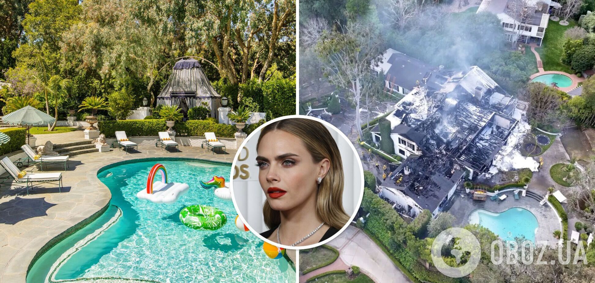 Сказочное имение известной модели и актрисы Кары Делевинь за $7 млн сгорел дотла: как выглядел дом до и после пожара
