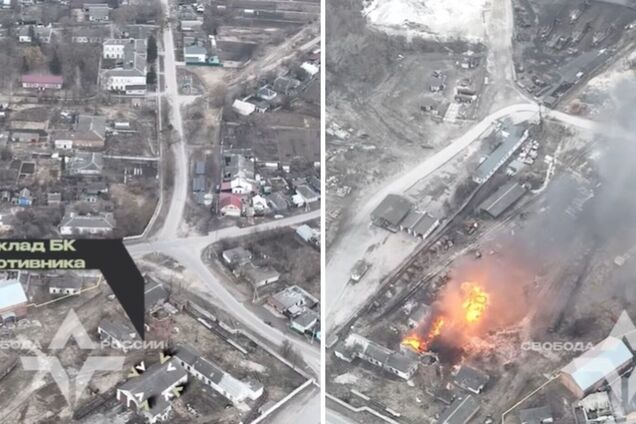 'Хорошо горит': легион 'Свобода России' уничтожил склад БК армии Путина в Теткино. Видео