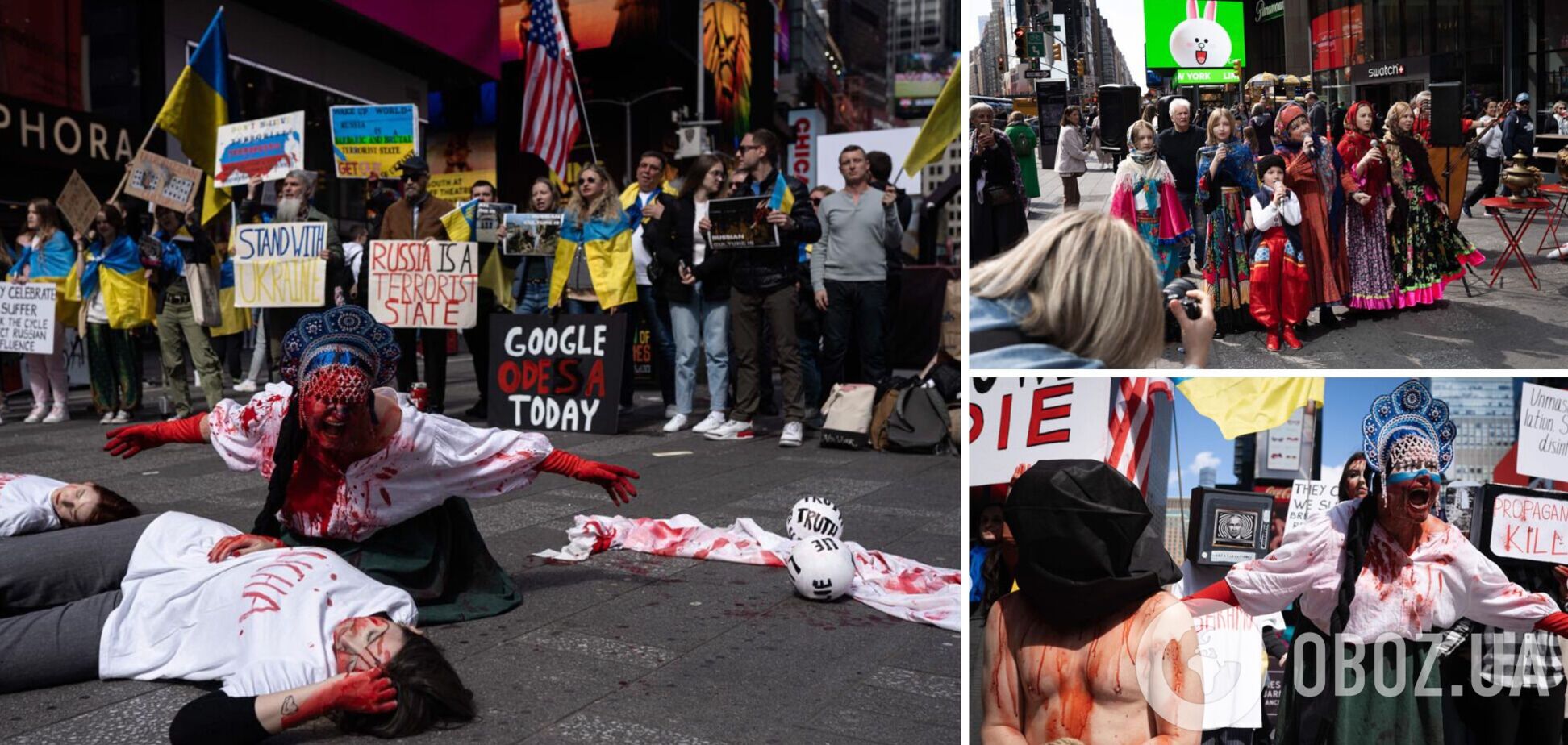'Пропаганда убивает!' Россияне устроили в Нью-Йорке празднование Масленицы и получили по заслугам от украинской диаспоры. Фото и видео