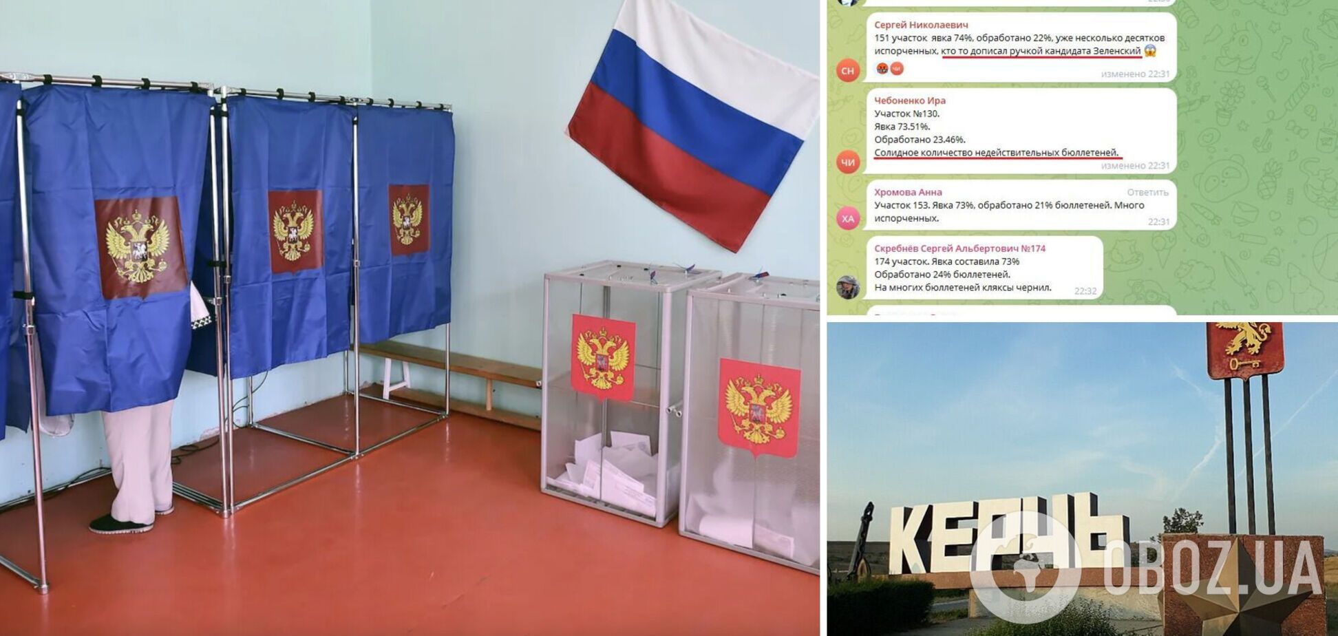 'Закреслюють кандидатуру Путіна': у чаті 'виборчкому' Керчі звітують про масове псування бюлетенів. Фото
