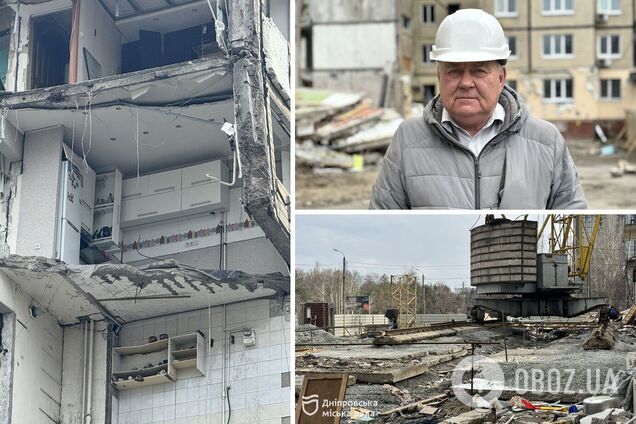В Днепре приступили к демонтажу дома на Набережной Победы, в который попала российская ракета