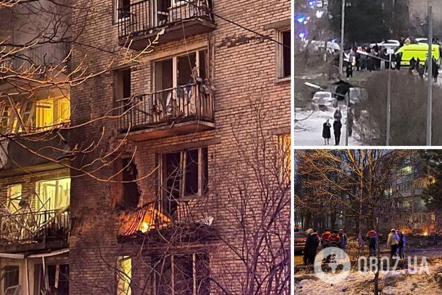 В Санкт-Петербурге слышали мощный взрыв: обломки БПЛА якобы рухнули у жилого дома, начался пожар. Видео