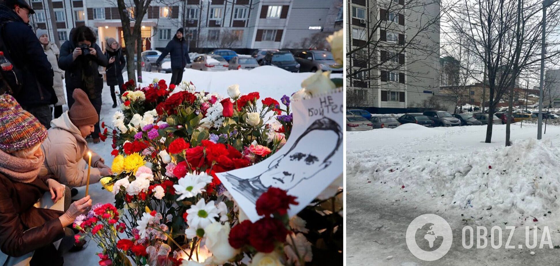 Російські комунальники скрізь знищили меморіали Навальному: всі квіти викинули. Фото

