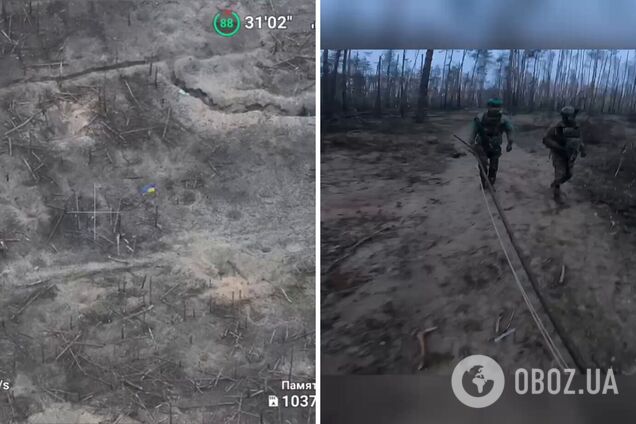 'Чтобы оккупант помнил, на чьей он земле': бойцы Нацгвардии установили флаг Украины в 100 метрах от позиций врага. Видео