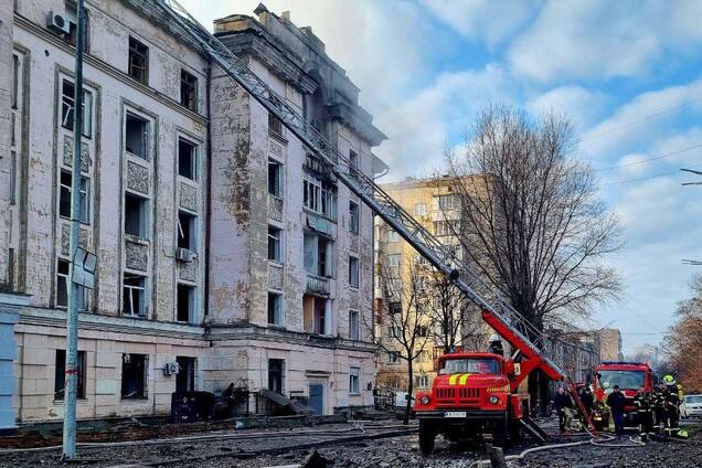Последствия ракетной атаки на Киев