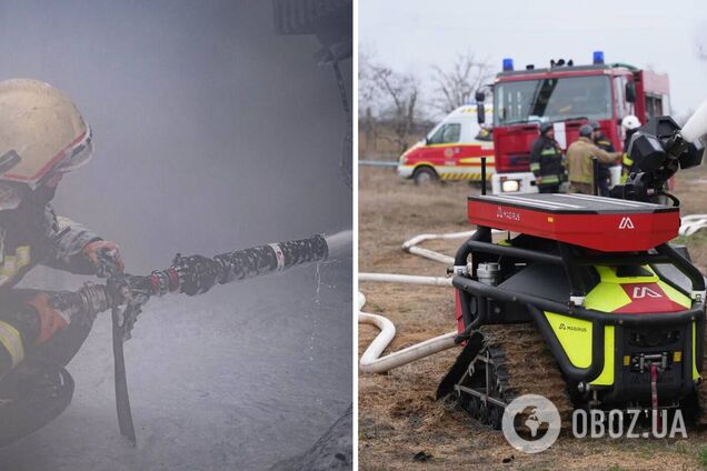 На Одесщине тушить пожар на месте вражеского удара помогал робот: как он выглядит. Фото