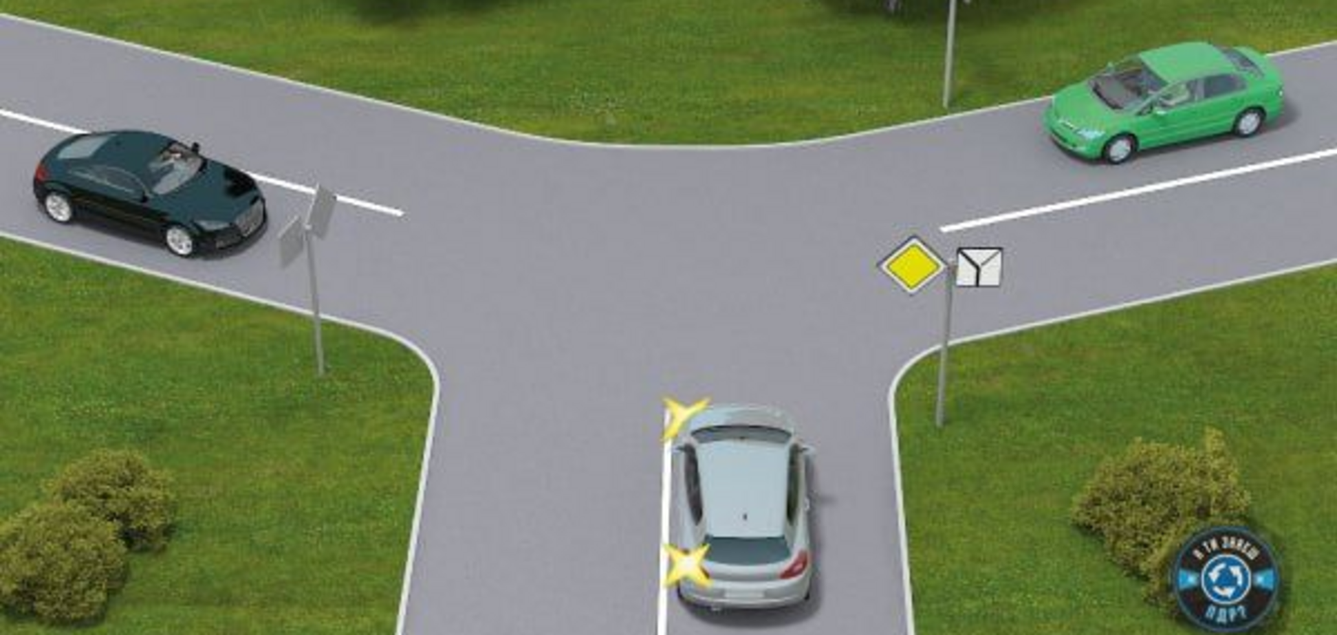 Что делать на перекрестке? Непростая задача по ПДД