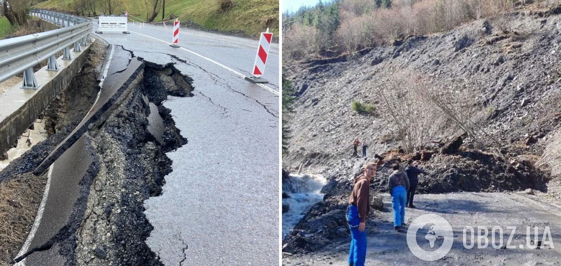 На Закарпатье произошел мощный оползень: пострадала одна из автодорог. Фото