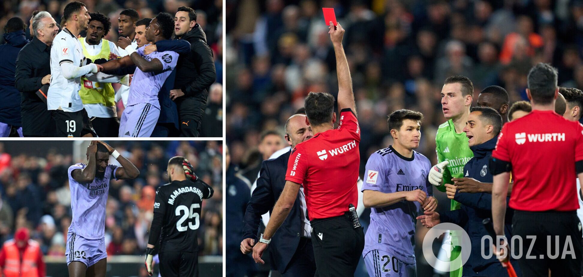 Участвовал и Лунин. Матч 'Валенсия' – 'Реал' завершился грандиозным скандалом с удалением и толкотней. Видео