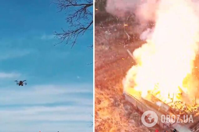 Украинские воины сбросом с дрона уничтожили российский танк Т-90М 'Прорыв'. Видео