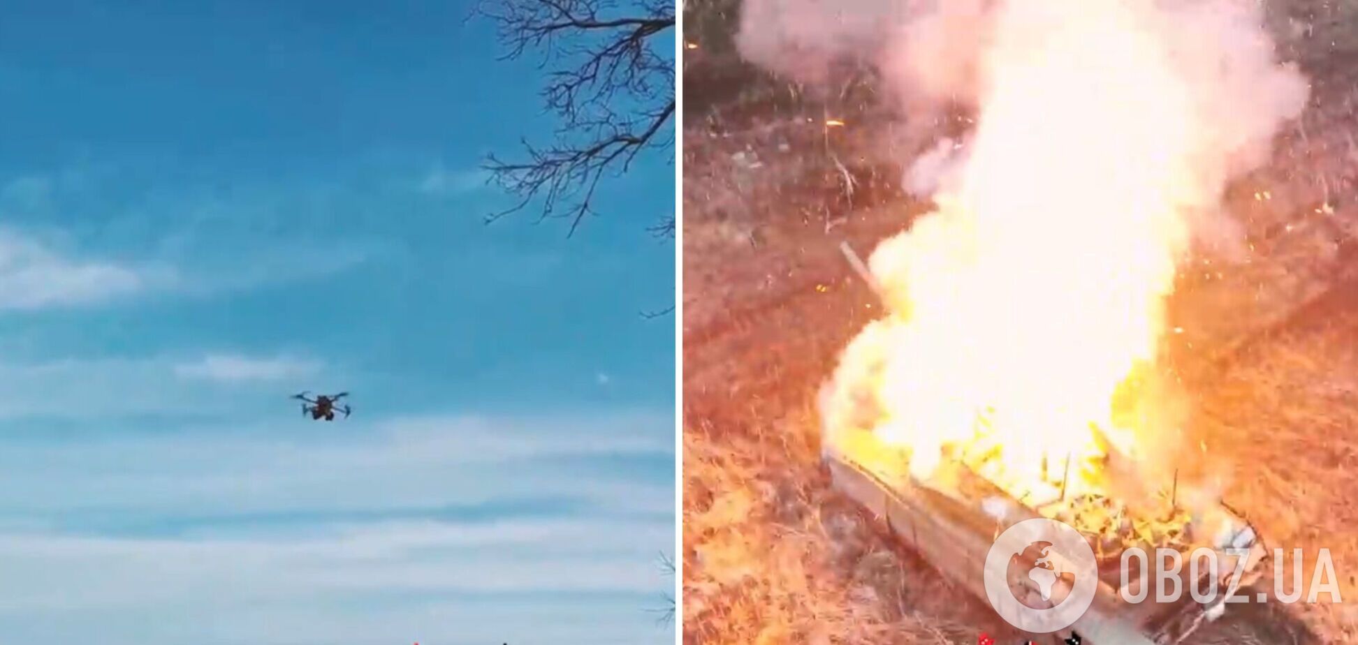 Украинские воины сбросом с дрона уничтожили российский танк Т-90М 'Прорыв'. Видео