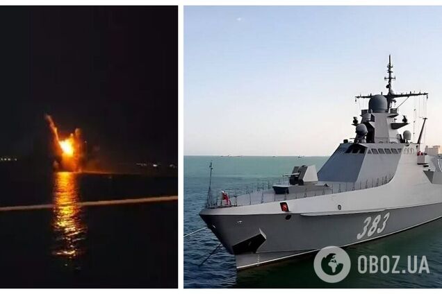 Устроили 'фейерверк': в ГУР показали эффектные кадры уничтожения российского корабля 'Сергей Котов'. Видео