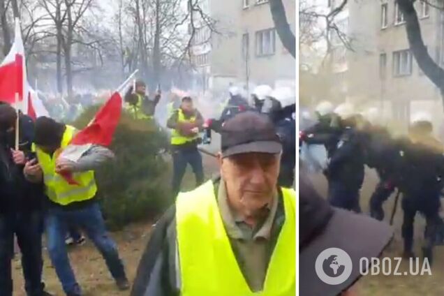 В Польше полиция разогнала бастующих фермеров слезоточивым газом. Видео