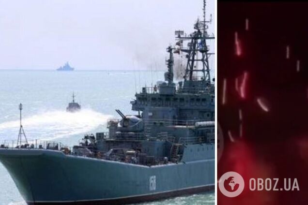 Затонул мгновенно: в сети показали момент атаки морских дронов на БДК 'Цезарь Куников'. Видео