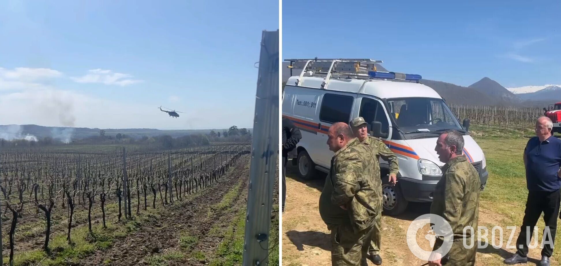 В оккупированной Абхазии упал ударный вертолет Ми-24. Видео