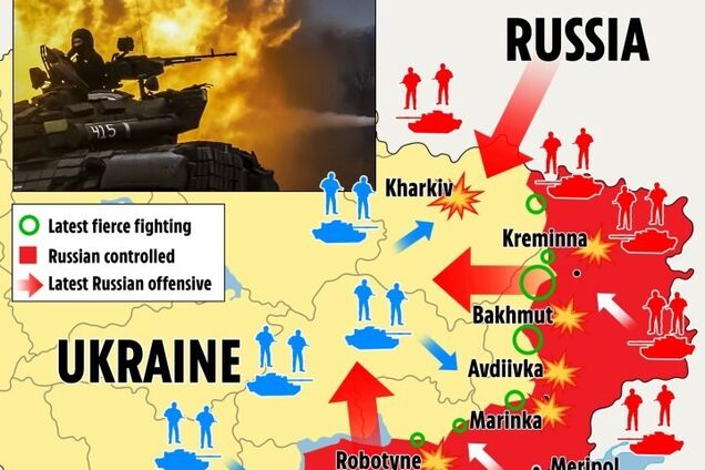 Карта будущего наступления РФ по версии The Sun