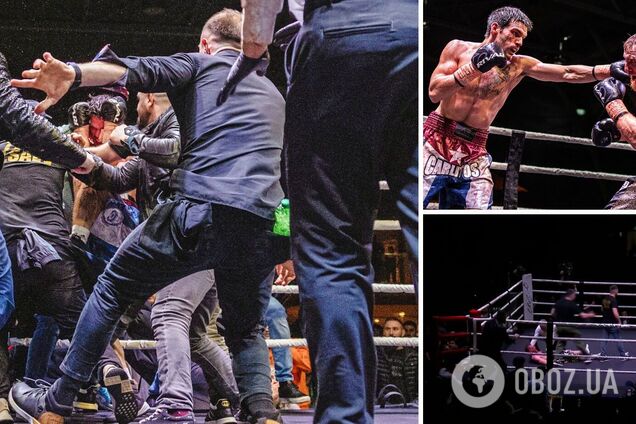 Непобедимый боксер из Чечни улетел в тяжелейший нокаут, после чего его друзья избили в ринге победителя. Видео