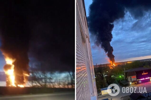 Під ударом були нафтобаза і металургійний завод: у РФ поскаржилися на нову атаку дронів, спалахнули пожежі. Відео