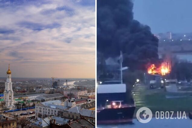 В Ростове вспыхнул зерновой терминал: очевидцы слышали звуки взрывов. Видео