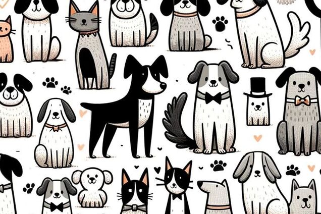 Справятся только самые внимательные: найдите 16 кошек среди собак на рисунке