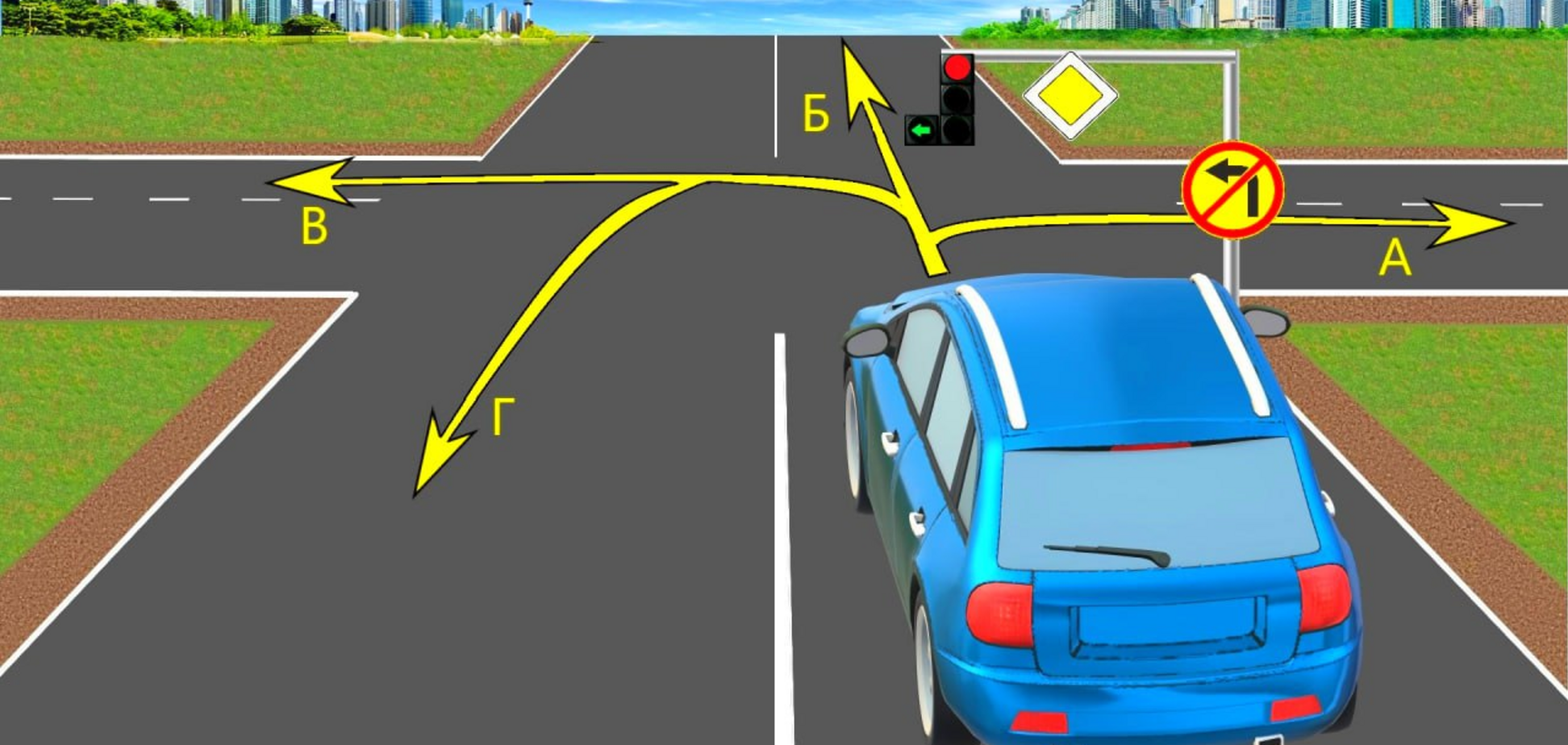 В каком направлении на перекрестке сможет проехать авто: сложная задача по ПДД для внимательных