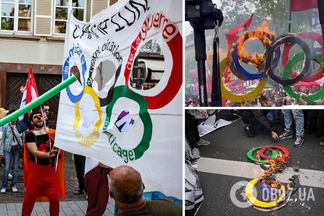 У Парижі протестувальники спалили 'олімпійські кільця'. Відео