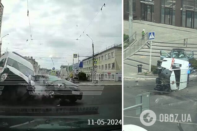 У Бєлгороді потрапила в аварію 'швидка', яка могла перевозити російських військових. Фото і відео