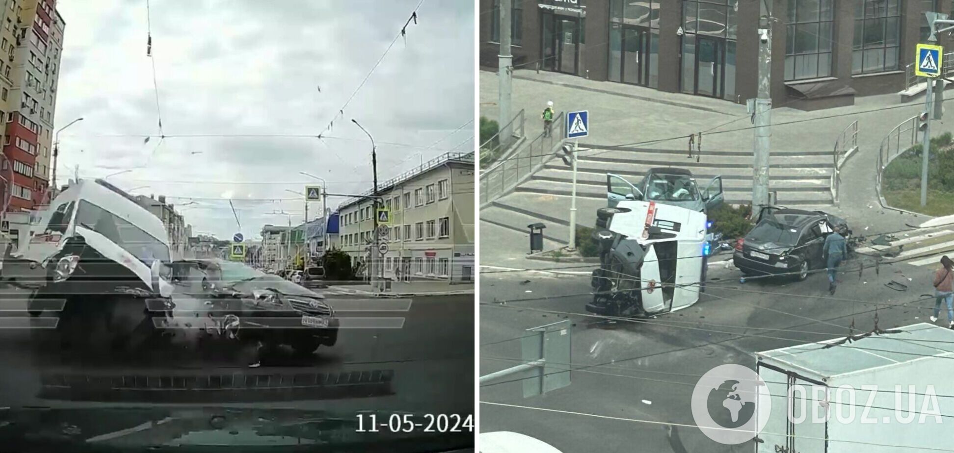 У Бєлгороді потрапила в аварію 'швидка', яка могла перевозити російських військових. Фото і відео