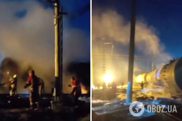 В Ростовской области загорелась цистерна с топливом, валил дым. Видео