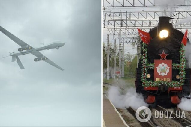 В Волгоградской области РФ после атаки дрона вспыхнул грузовой поезд: с рельсов сошли девять вагонов. Фото и видео