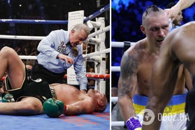 Усик і Ф'юрі на межі провалу: українця 'розривали, як ляльку', а британець ледве встиг піднятися після нокдауну