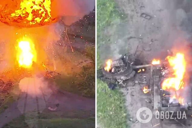 Украинский дрон мастерски снес башню российскому танку: зрелищные кадры