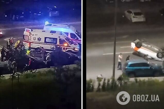 У Києві на Позняках сталась ДТП з перекиданням автомобіля: є потерпілі. Фото і відео