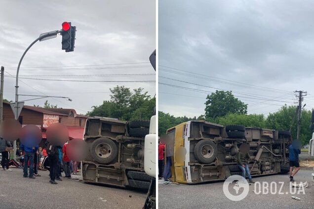 На Вінниччині перекинувся автобус із пасажирами: постраждало 11 людей. Фото